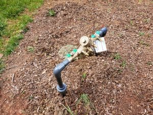 Old underground backflow raised above ground to meet current code and replaced | Doctor Sprinkler Irrigation backflow preventers allow water to travel in only one direction- out towards your landscaping, and never in towards your drinking water. Most cities and municipalities require the backflow to be tested by a certified contractor on a regular basis. Typically you will receive a letter in the mail regarding the requirement and when it’s due. Doctor sprinkler is an approved contractor for all local cities and municipalities. We will test your backflow and send the results to the city. In the event your backflow needs to be repaired or replaced we can do that as well.